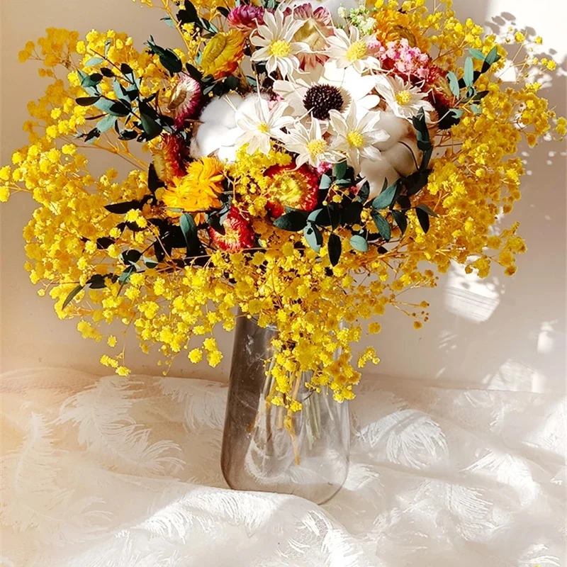 Flor seca Natural Gypsophila, ramo de aliento de bebé conservado fresco para decoración del hogar, decoración de boda de gpsophila, regalo de San Valentín