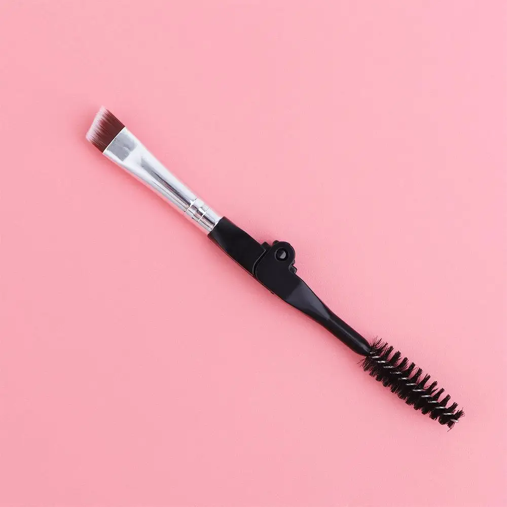 Separatore per ciglia portatile per ragazze Pennello per trucco Pennello per sopracciglia angolato Duo Pennello per spoolie Pennello per sopracciglia pieghevole Applicatore per mascara