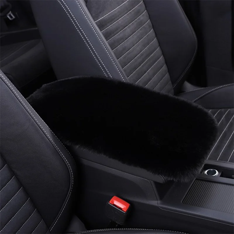 Car Armrest Box Mat Imitation Otter Rabbit Plush Car Center Armrest  Cover Arm Cushion Universal Car Interior Decor Supplies