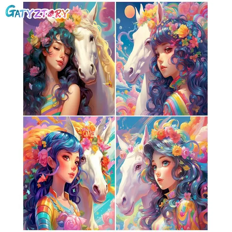 

GATYZTORY 60x75cm Painting By Numbers Kits Colorful Hair Girl Figure Oil Paints Acrylic Cnavas Home Bedroom Wall Artcraft Pictur