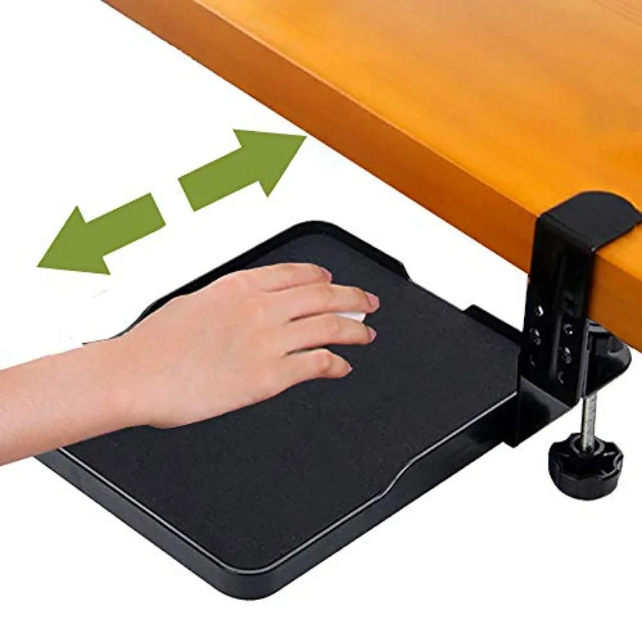 

Ergonomic Mouse Tray Desk Attachment Mouse Platform Slide Out Extension Clamp On Wrist Rest Pad Under Desk Shelf Black