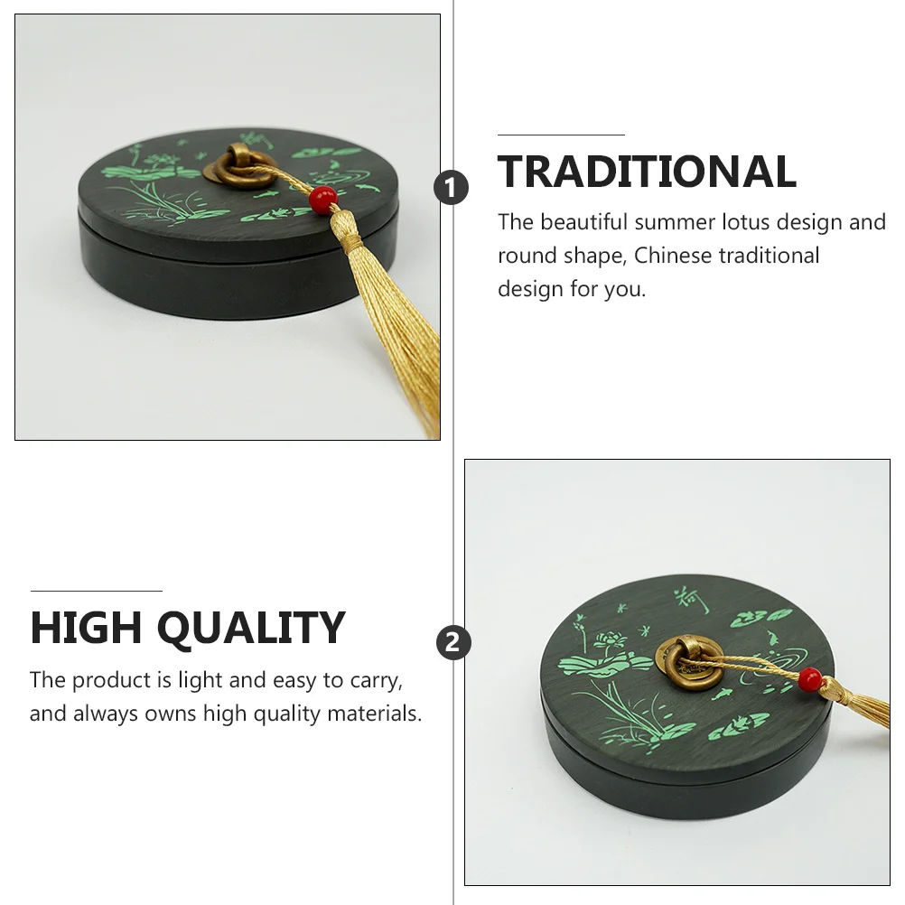 Chinese Calligraphy Inkstone Smooth Natural Stone Summer Lotus Pattern Ink Grinding Stone Professional Painting Writing