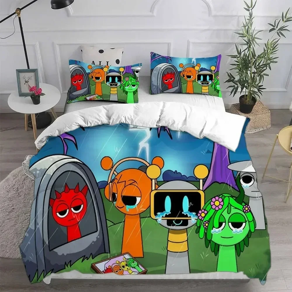 Sprunki Bedding Sets Soft Bed Cover Comforter Duvet Cover Pillow Case 2-3 Pieces Sets Teenagers Children's Gifts Bedroom Decor
