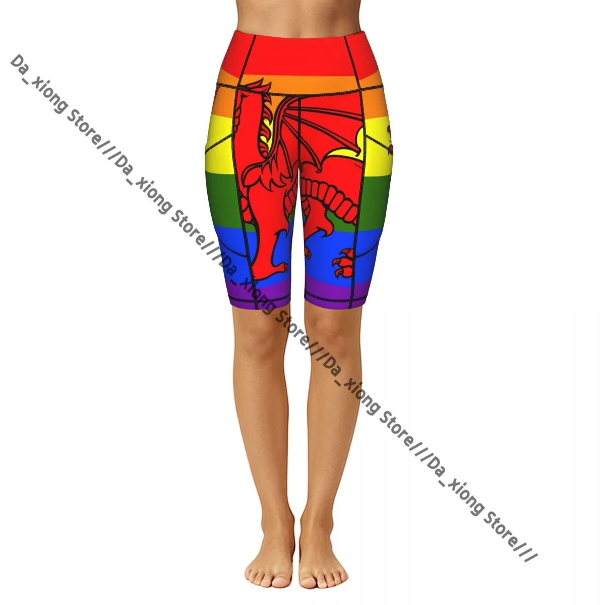 Comfortable Stretchy Yoga Shorts Rainbow Flag Wales Women Gym Exercise Sports Trousers