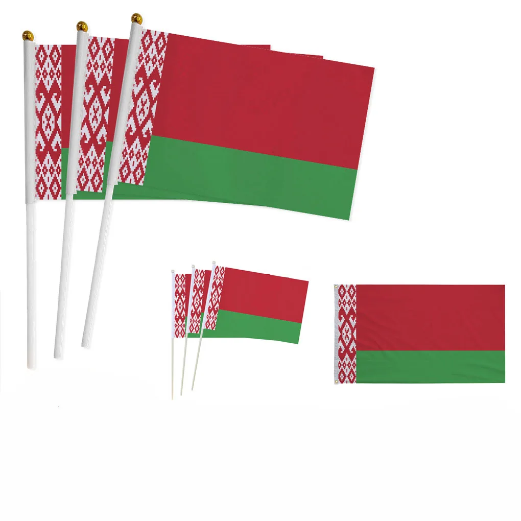 Z-ONE FLAG 100pcs Belarus Hand Flag 14*21cm USA Belorussian National Small Hand Held Waving Flag Indoor Outdoor Home Decor