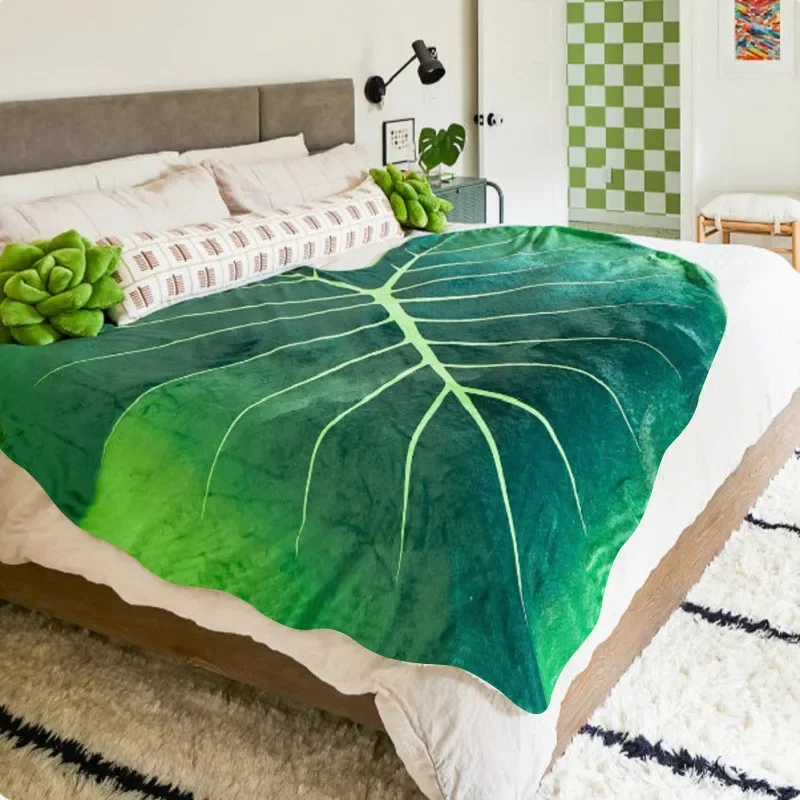 Super Soft Giant Leaf Blanket Home Decor Flannel Gloriosum Leaf Blankets for Beds  Sofa Cozy Beach Blankets Towel Manta Cobertor