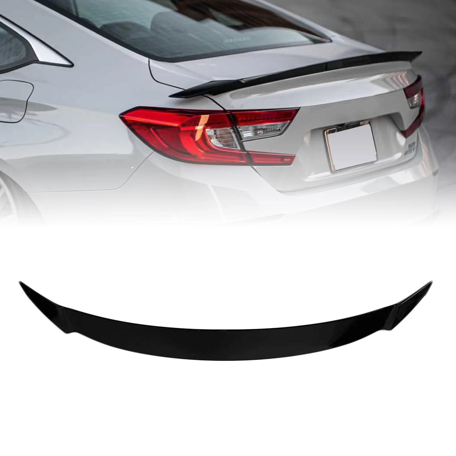 Yofer Rear Trunk Spoiler Wing Tailgate Flap Lip Decoration Trim For Honda Accord 2018-2022 Gloss Black Tail Splitter Deflector