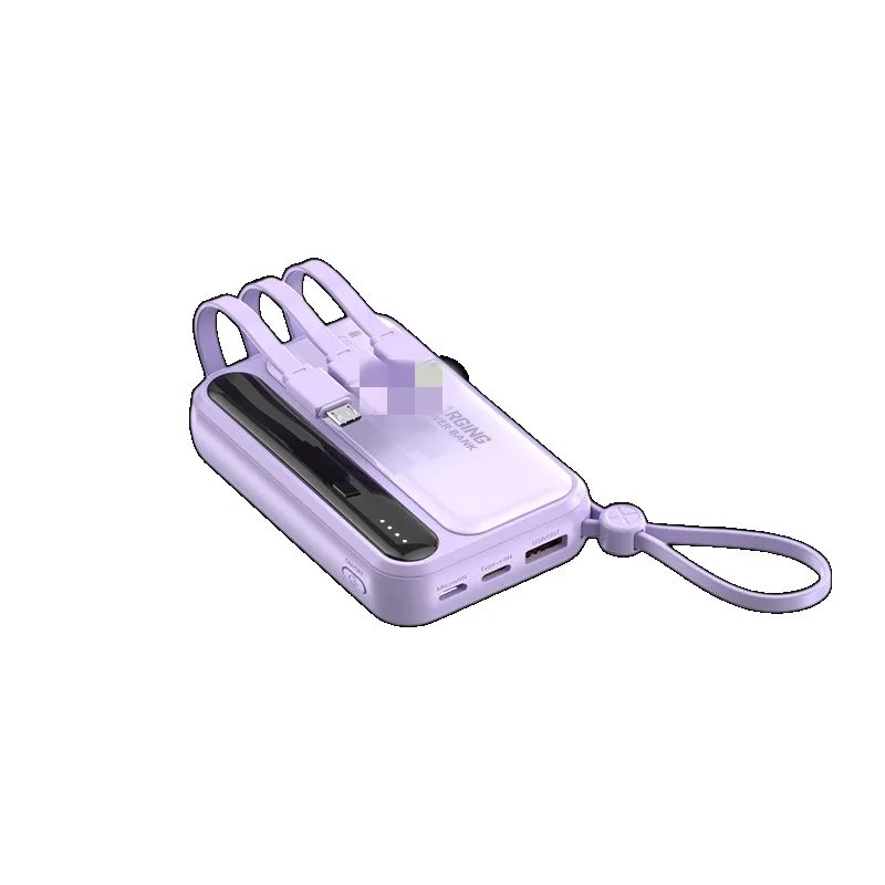 10000/20000mah Power Bank 4 In1 Built in Cables Intelligent Digital Display Light Portable Battery for IPhone Android Phone