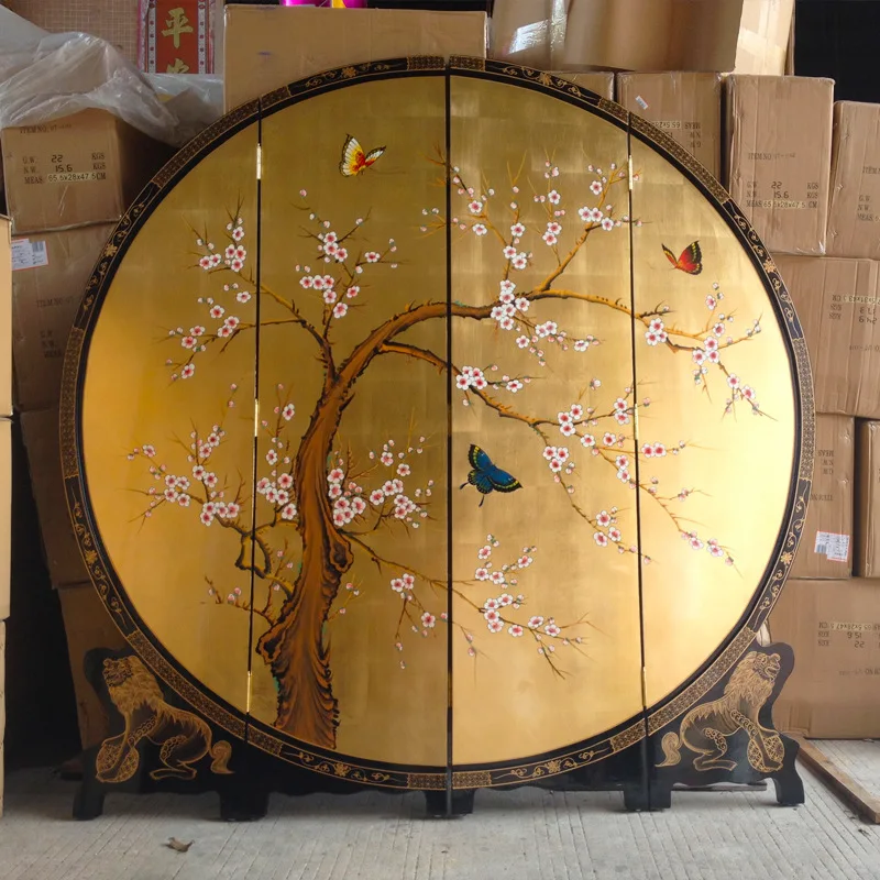 LMM folding screen hand-painted eyebrows screen Chinese classical furniture of Ming and Qing Dynasties