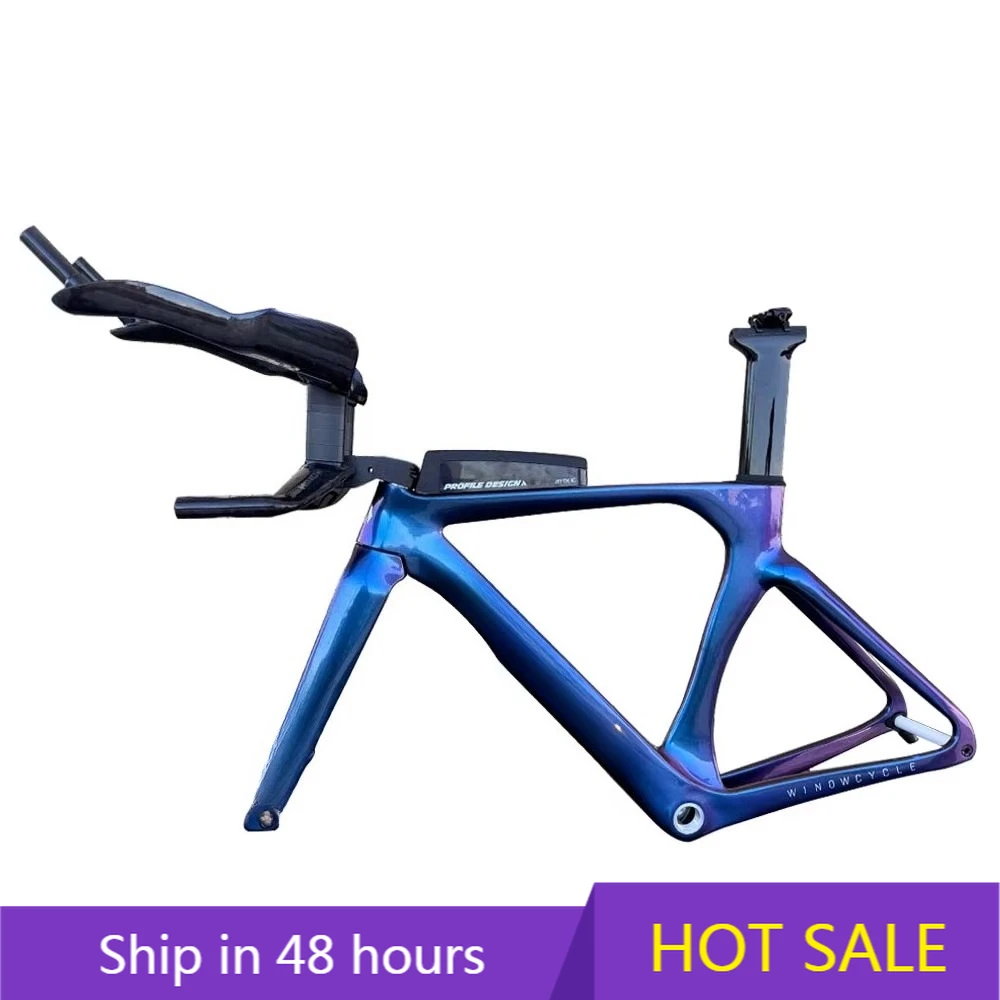 

YTYIN Winowsports Upgraded TT bar Carbon Fiber Time Trial Frame Set Disc carbon TT bike frame 700*32C Integrated Cables