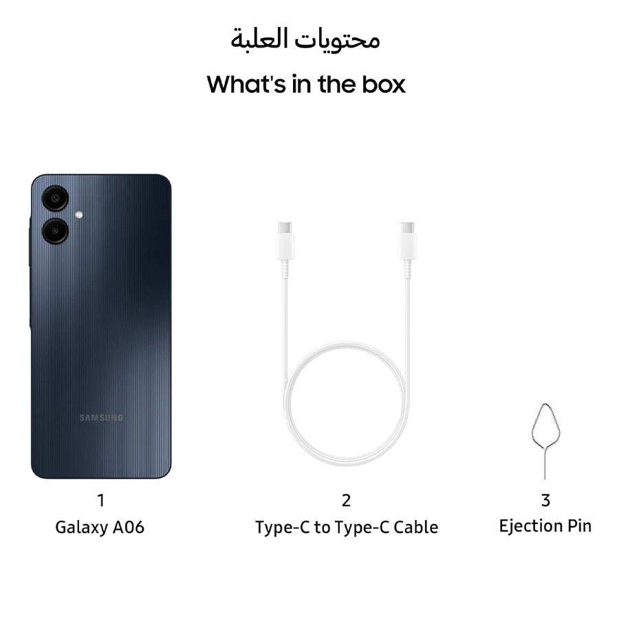 هاتف Samsung Galaxy A06 الذكي البرامج الثابتة العالمية CPU MediaTek Helio G85 كاميرا خلفية 6.7 بوصة 5000 مللي أمبير في الساعة 50 ميجابكسل 6 + 128 جيجابايت