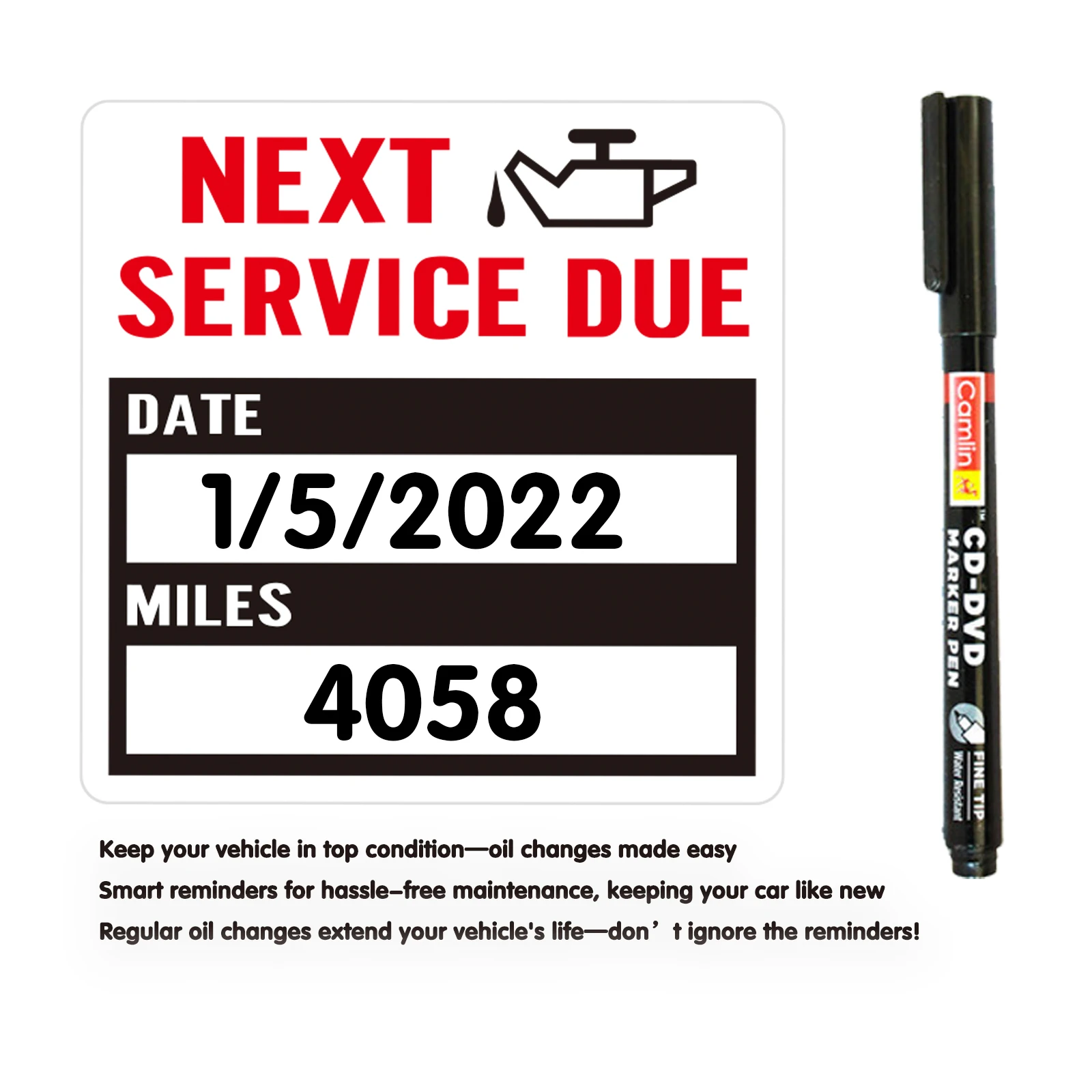 Black Oil Change Car Maintenance Service Expires Reminder 200Pcs 2*2in Label Sticker Car Window Windshield“ Next Purchase Service” Transparent Oil Change Reminder Service Sticker, Suitable for Windshield Removable, Waterproof, Tear-Proof and Oil-Proof