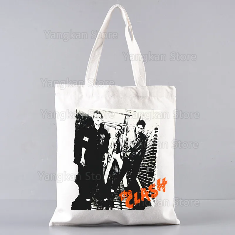 

the clash Funny Picnic bag Graphic Tote Harajuku Women Canvas Picnic bag Female Ulzzang Eco Large-Capacity