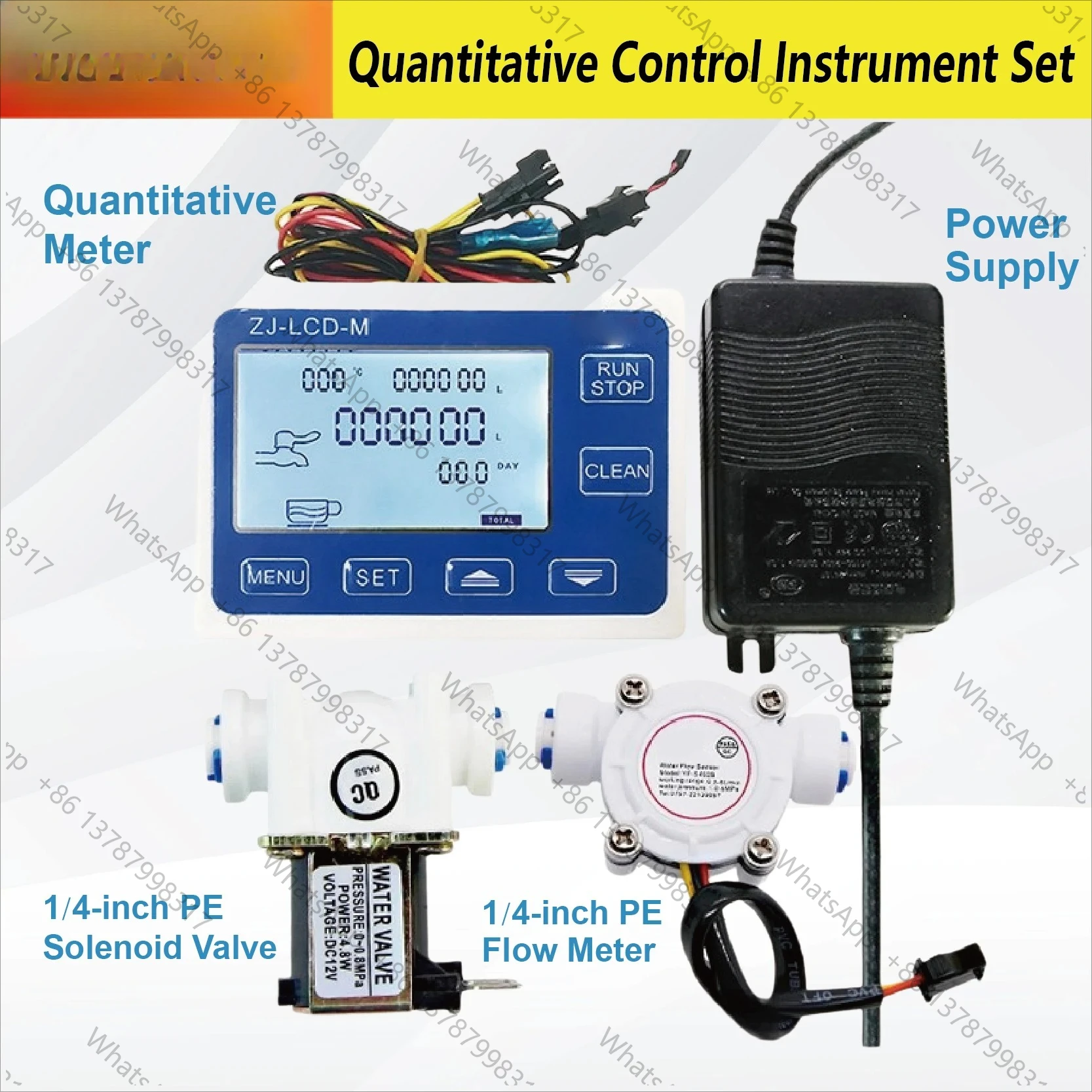 LCD-M 1/4 inch Digital Water Flow Meter PE Solenoid Valve Automatic Flow Controller for Irrigation System