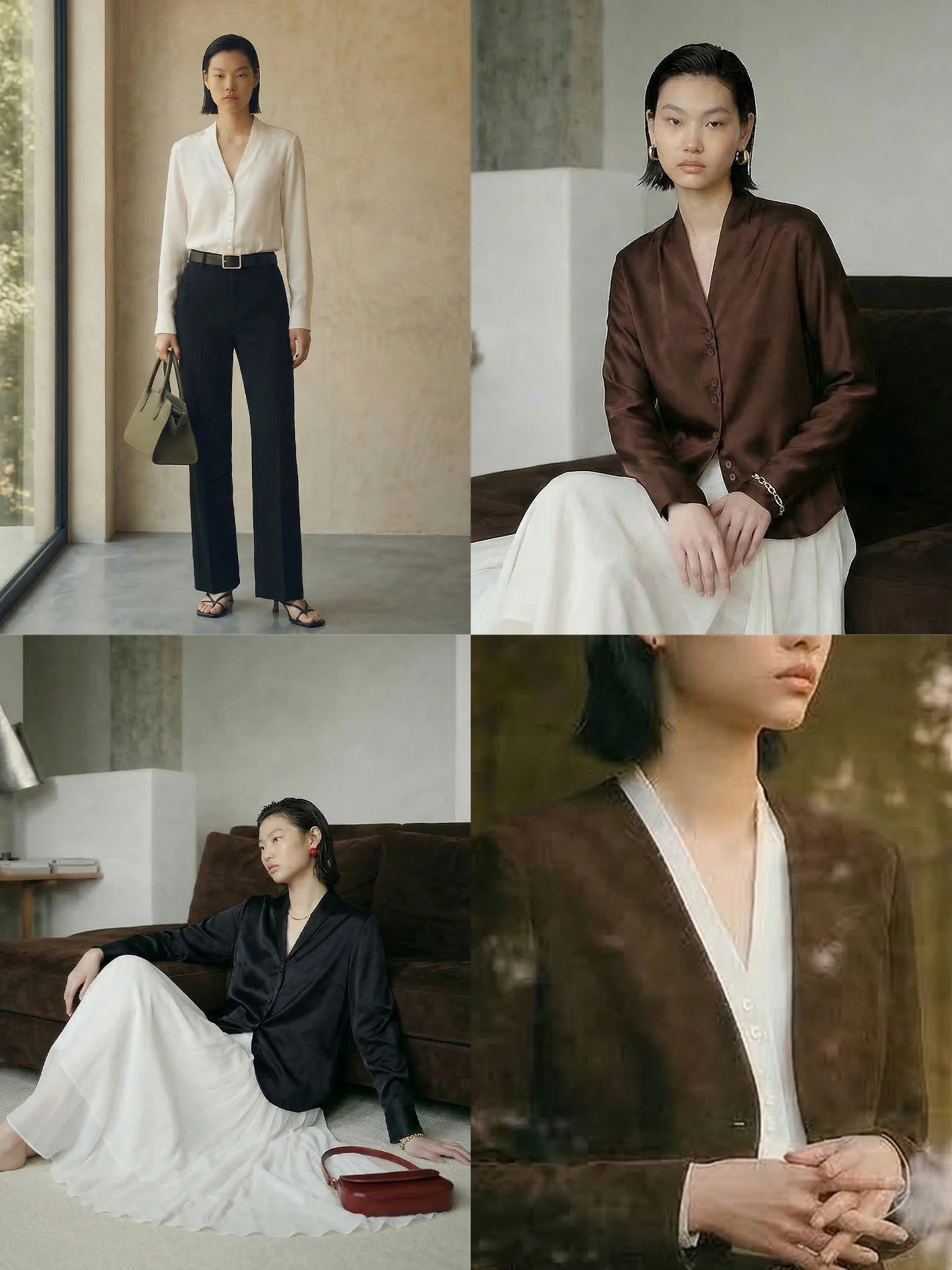 

Silk V-neck Elastic Shirt By1086 Cleanfit Style Women's Premium Quality Long Sleeve Breathable Comfortable Fashionable