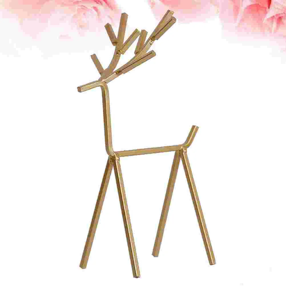 

Iron Jewelry Rack Deer Ornaments Metal Decor Gold Desktop Decoration Craft Shape Furnishing Articles