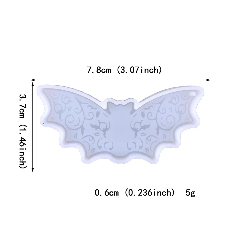 ZB91 Форма летучей мыши для литья эпоксидной смолы, силиконовые формы для Хэллоуина, брелок, форма из смолы с отверстием для DIY
