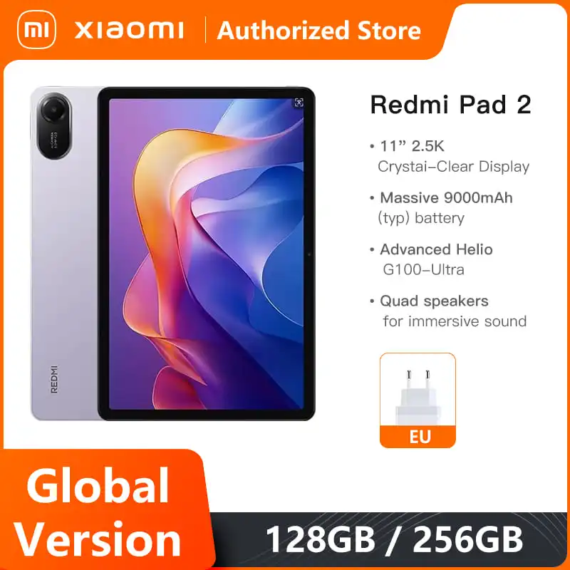Глобальная версия Redmi Pad 2 Advanced Helio G100-Ultra 11-дюймовый кристально чистый дисплей 2,5K, аккумулятор 9000 мАч, быстрая зарядка 18 Вт