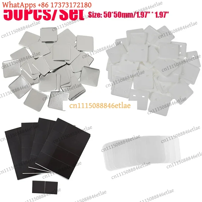 k3 50Pcs 50x50mm Square Magnetic Badge Parts for DIY Button Pin Making – Strong Fridge Magnet Consumables