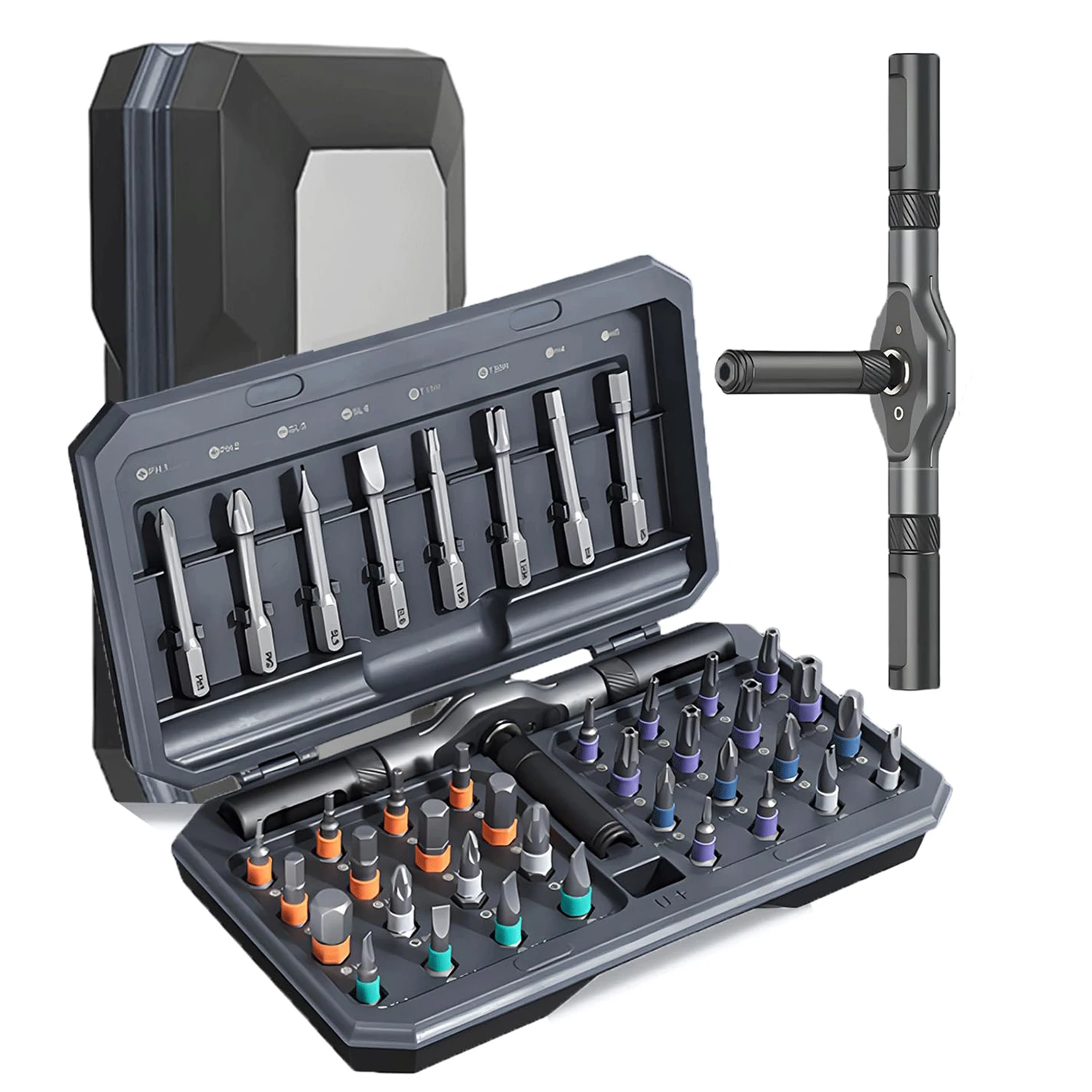 Jeu de tournevis à cliquet 42 en 1, jeu d'entraînement magnétique multi-embouts avec 40 embouts magnétiques pour meubles, ordinateurs et vélos