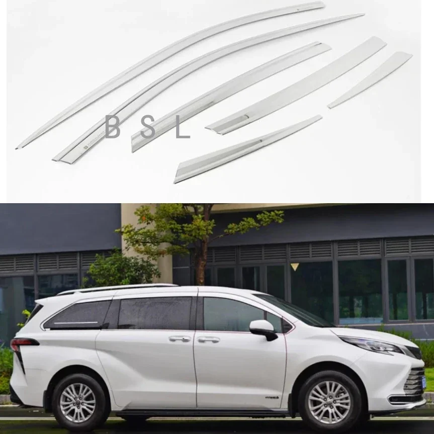 

Beautify Decorate Fit For TOYOTA Sienna 2021 2022 2023 black Window Visor Vent Shades Sun Rain Guard Trim Car Accessories 6Pcs