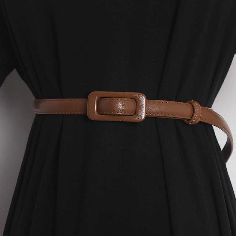 Women's Runway Fashion Genuine Leather Cummerbunds Female Dress Corsets Waistband Belts Decoration Narrow Belt TB2558