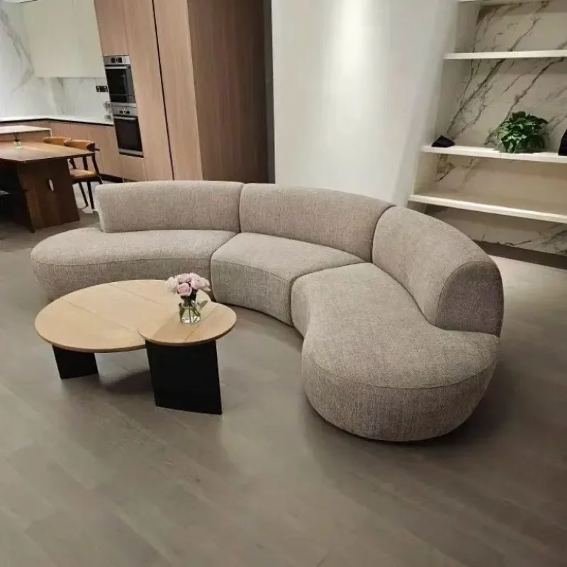 

Nordic Light Luxury French Designer Hotel Sofa Italian Minimalist Curved Special-shaped Fabric