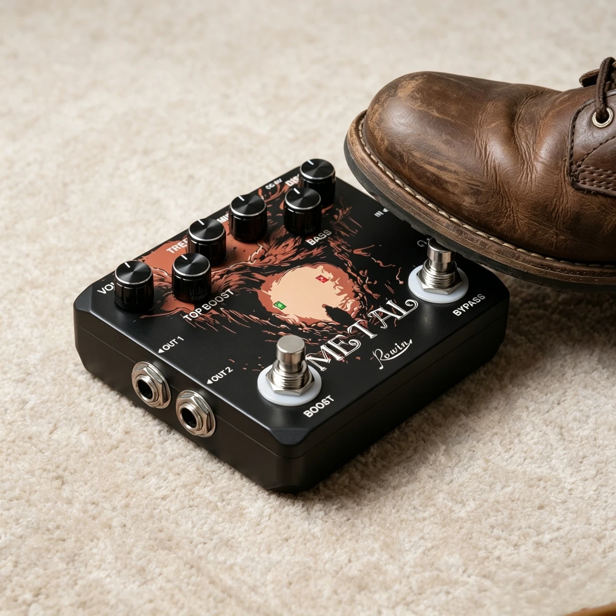 Rowin LTL-03 Metal 2.0 Version Pedal Super Distortion Sound True Bypass Traditional Metallic Tone for Rock Metal Guitarist
