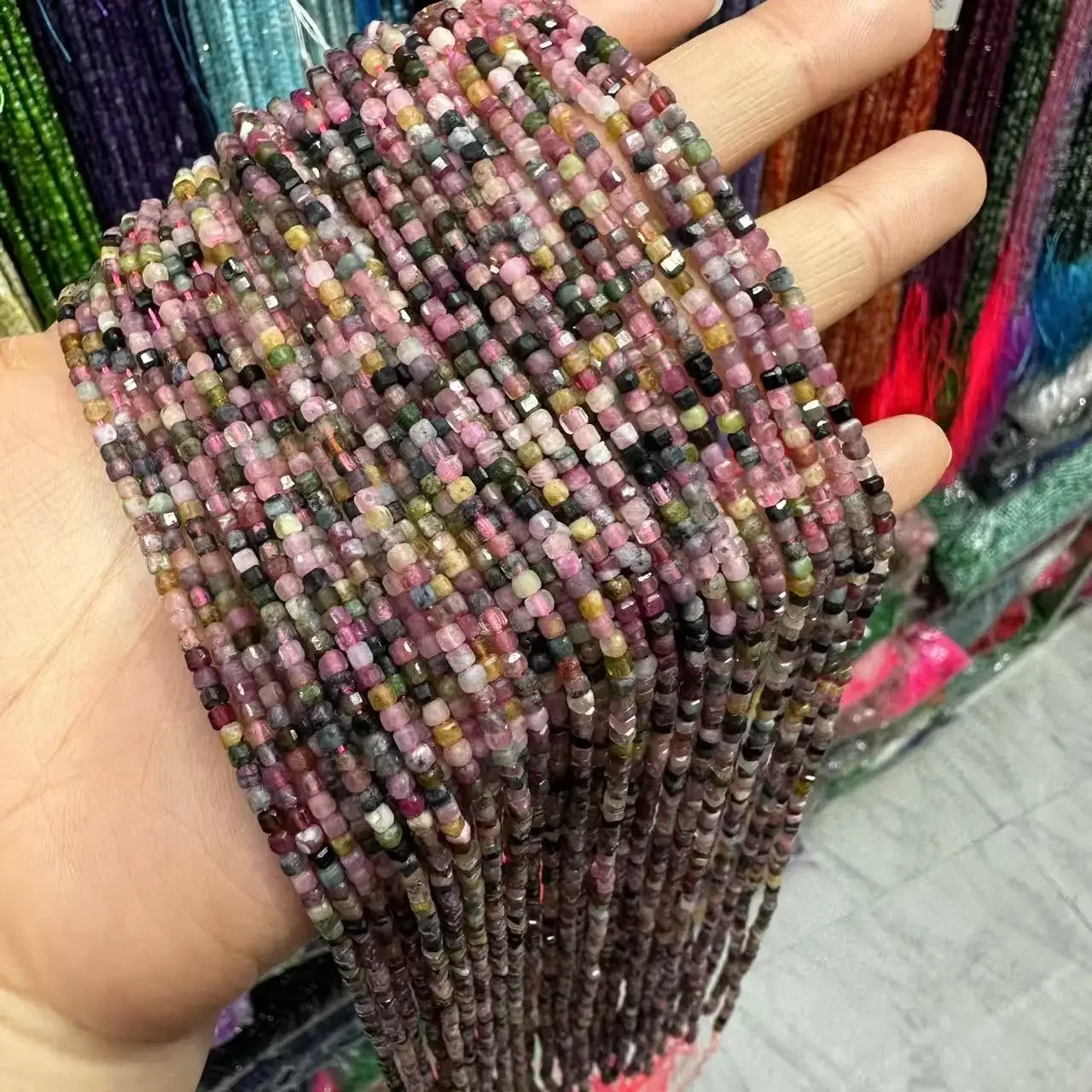 

Натуральный красочный турмалин, драгоценный камень, куб 38 см, свободные бусины для изготовления ювелирных изделий, сделай сам, модное каменное ожерелье, оптовая продажа, подарок