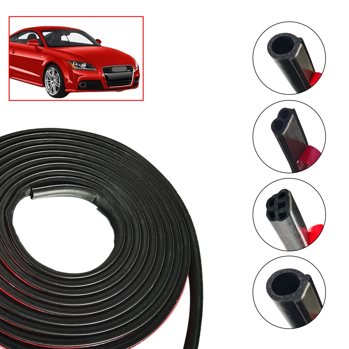 Car Door Rubber Seal Strip Double-Layer Weather Strip Auto Door/Hood/Trunk Protector Sticker Soundproof Waterproof Sealing Strip