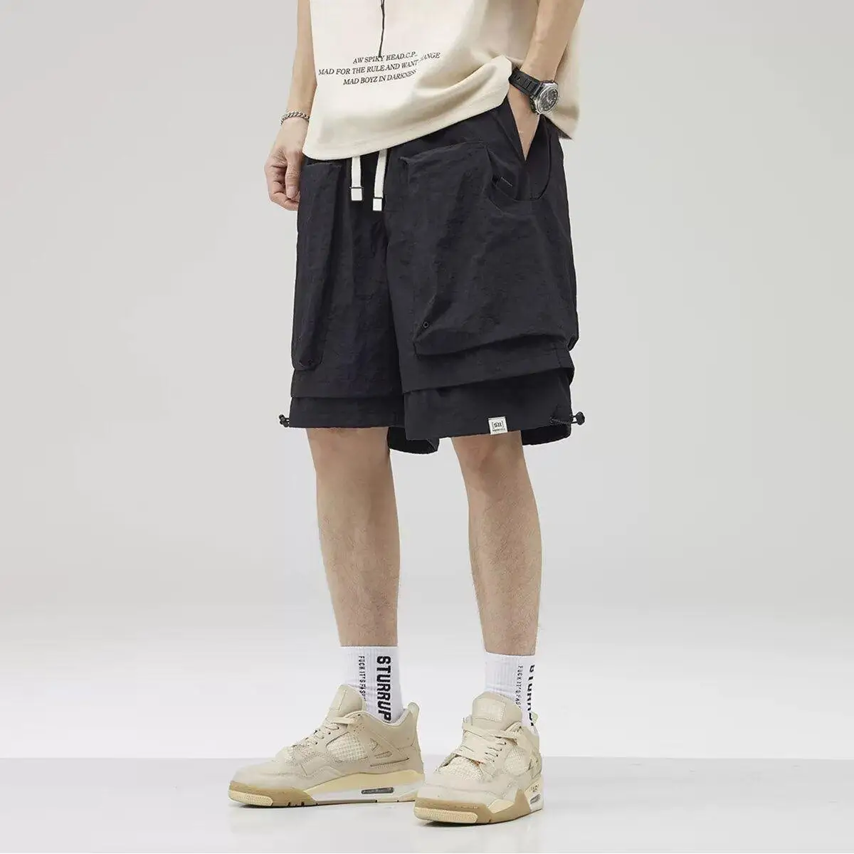 Cargo Shorts Men Cool Outdoor Functional Fake Two Piece Casual Five-Minute Shorts