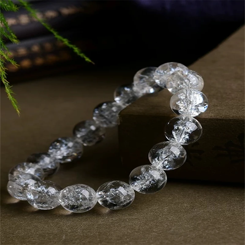 Natural Himalayan White Asetley Crystal Beads for Women's Bracelet New Elastic Band Fashion Cuff Bracelet Jewelry Accessories