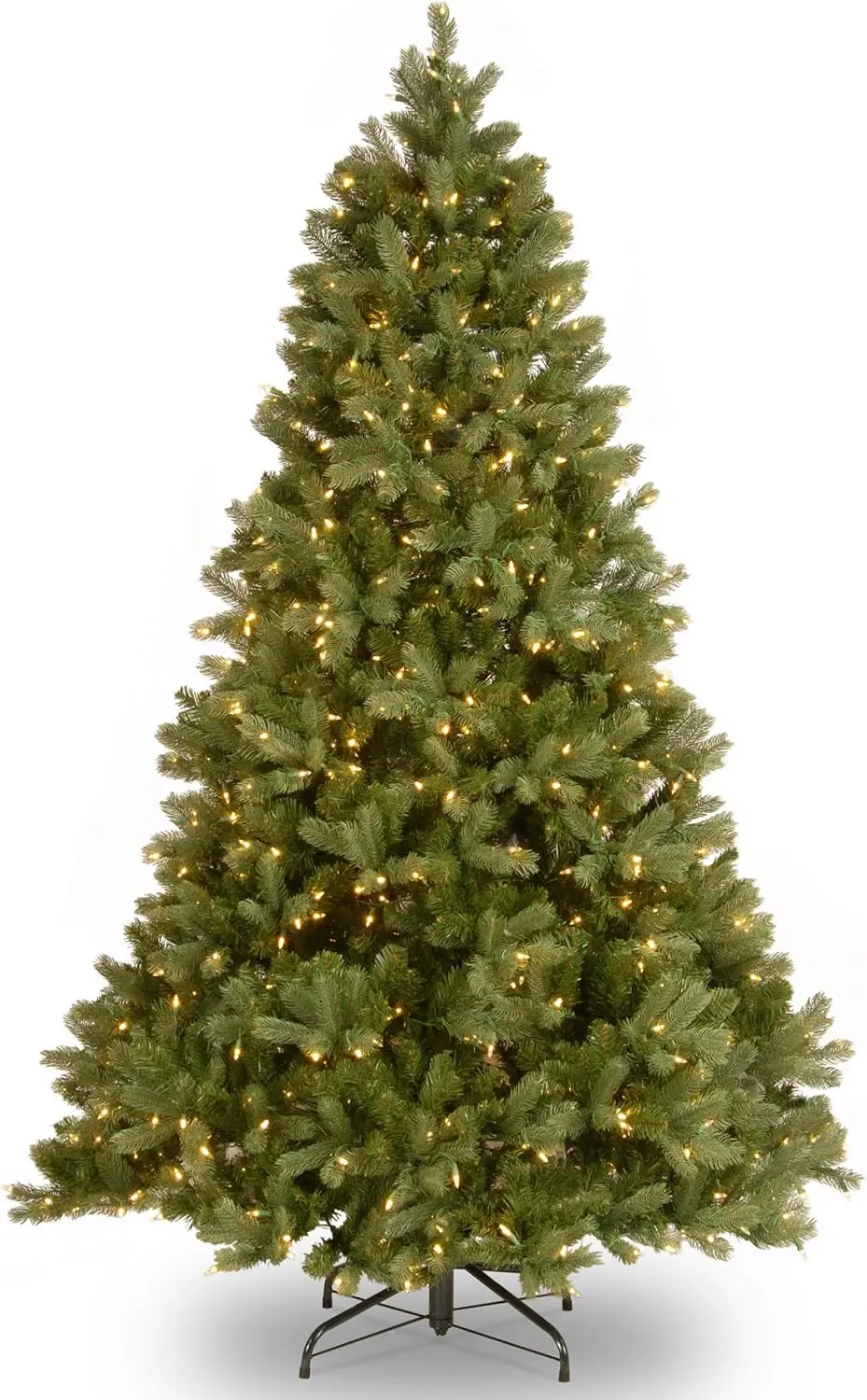 Pre-Lit 'Feel Real' Artificial Slim Christmas Tree, Green, Tiffany Fir, White Lights, Includes Stand, 6.5