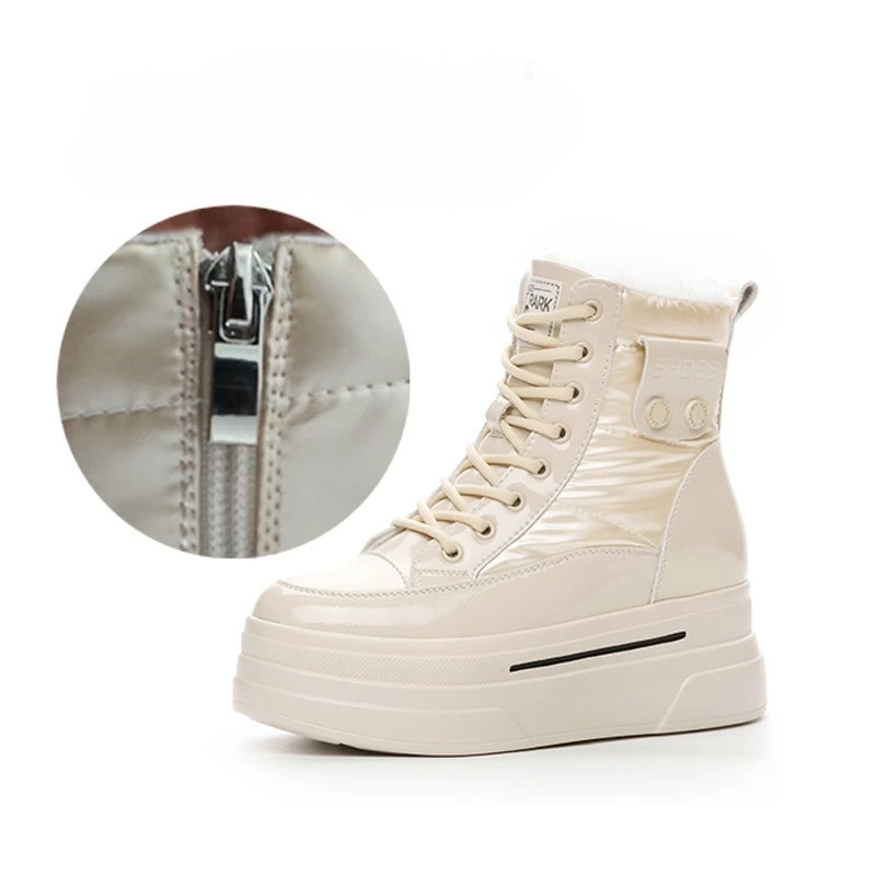 

Новинка 9 см, женские зимние ботильоны из натуральной кожи на платформе, теплые женские осенне-весенние повседневные ботинки на танкетке и скрытом каблуке