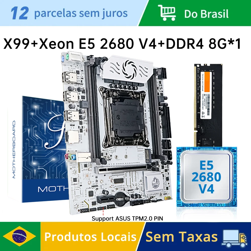 Kit de placa-mãe para jogos MOUGOL X99 com Intel Xeon E5 2680 V4 e DDR4 8G (1*8G) 2133MHz Dual Channel RAM M.2 NVME para host de desktop
