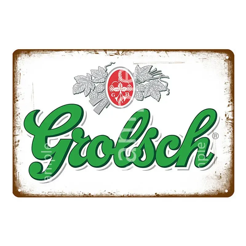 Grolsch Lager Beer Metal Poster Tin Signs Wall Art Painting Decorative Plaque Bar Pub Club Home Decor Art Crafts YK052