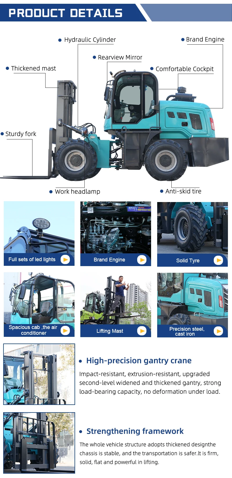 Heißer Verkauf! Maßgefertigter 3,5-Tonnen-Offroad-Gabelstapler | Allradantrieb, 3500 kg Tragfähigkeit | Kostenlose Ersatzteile – Detail 4
