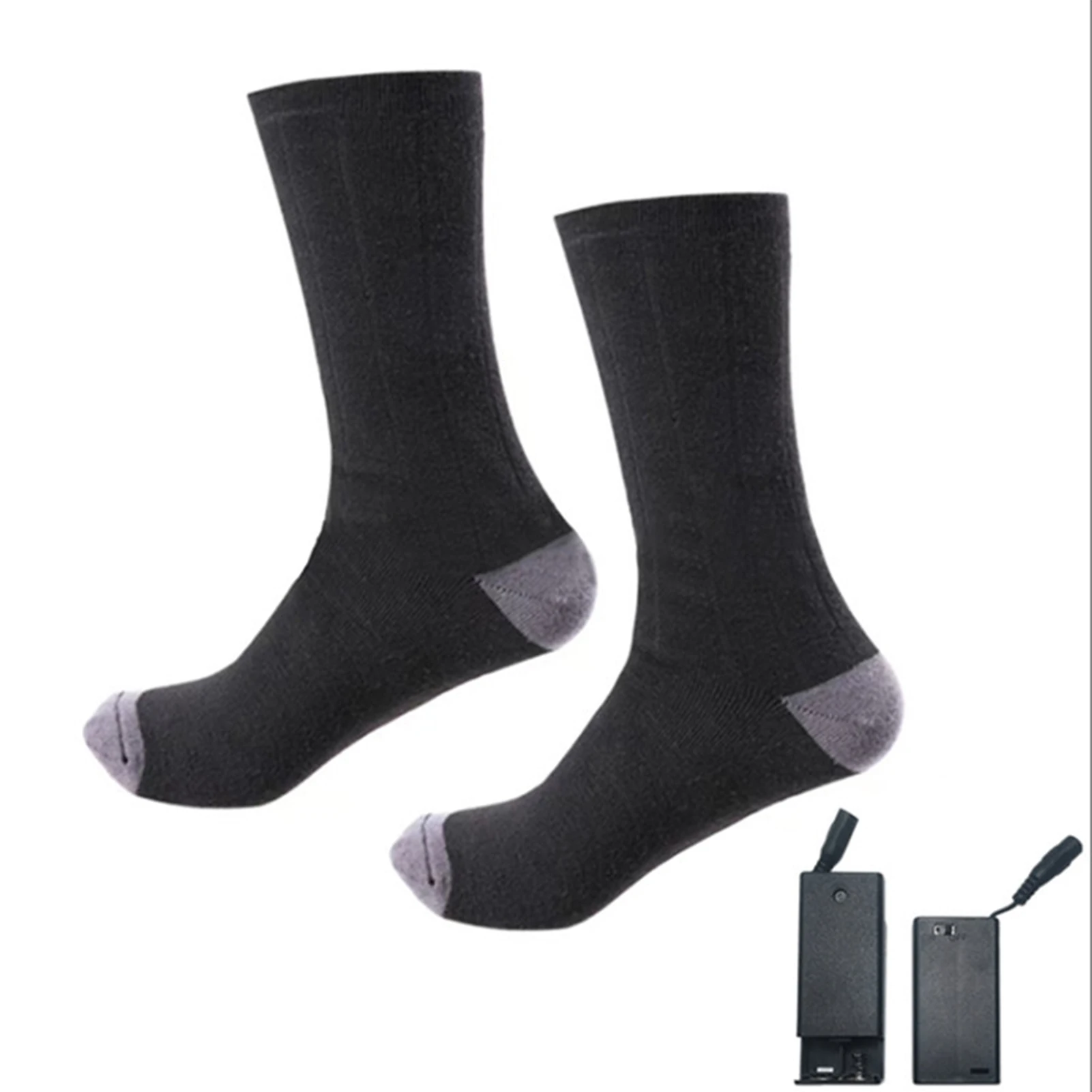 Winter Electric Heating Socks Ski Socks Battery Boxe Heated Socks Thermal Warming Foot Warmer For Cycling Camp Without Battery