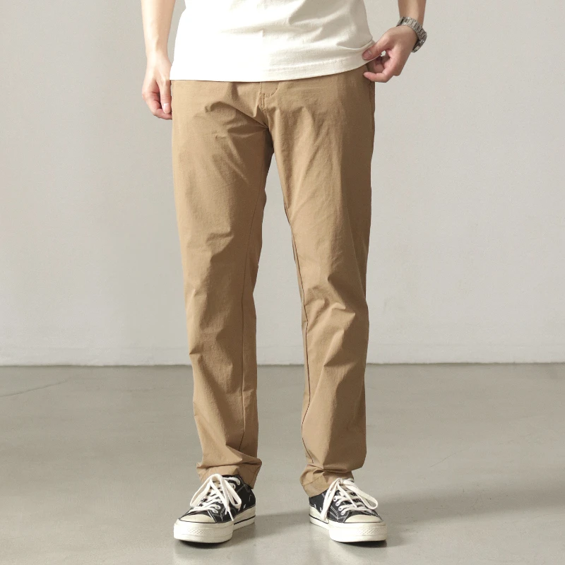 

Летние тонкие эластичные прямые комбинезоны, повседневные брюки, быстросохнущие дышащие брюки в американском стиле ретро на молнии, дышащие брюки с карманами на молнии