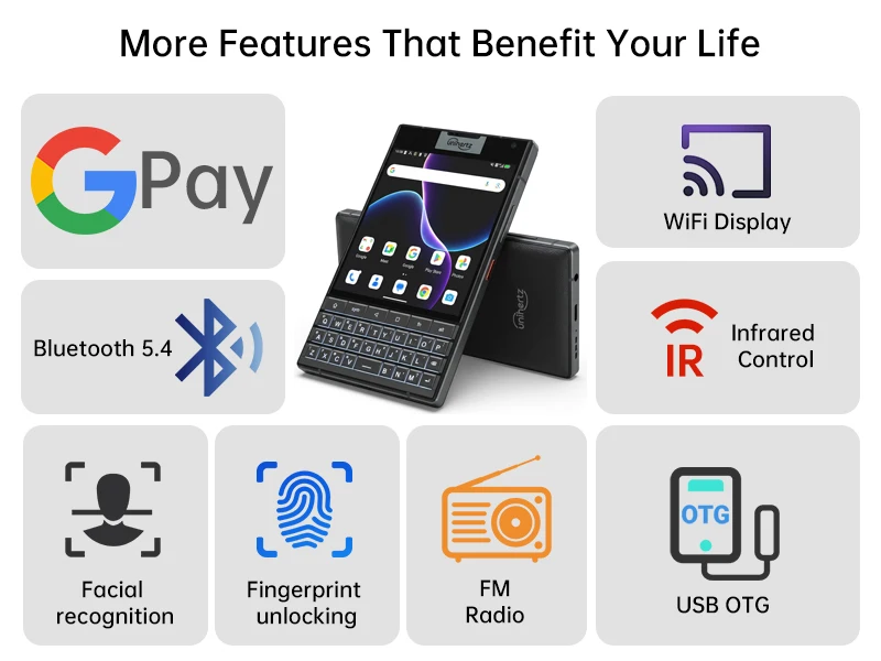 Unihertz Titan 2 Smartphone 12GB 512GB 5G Android 15 with Physical Keyboard Dual Screen Dimensity 7300 Dual SIM 50MP Camera