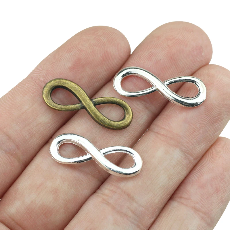 50pcs/Lot 8.3mm*23.6mm Antique Silver Plated Or Antique Bronze Diy Handmade Infinity Symbol Pendant Charms