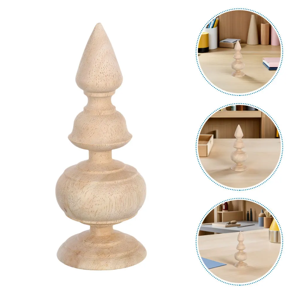 

2pcs Unfinished Wood Finials Solid Wood Decorative Post Toppers For Staircase Handrails Bed Frames Fence Deck Railing Craft Home