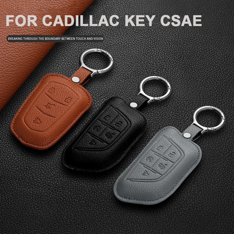 

Leather Car Remote Key Case Cover For Cadillac CT4 CT5 ATS CT6 CTS DTS XT5 Escalade ESV SRX STS XTS ELR Key Shell Accessories