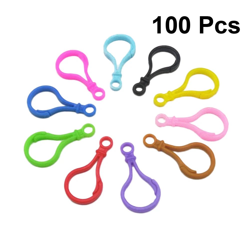 100PCS Candy Color Acrylic Clasps Hook Bulb Buckle Clips Keyring Buckle Accessories for Backpack Pendant DIY Handwork (Random Co