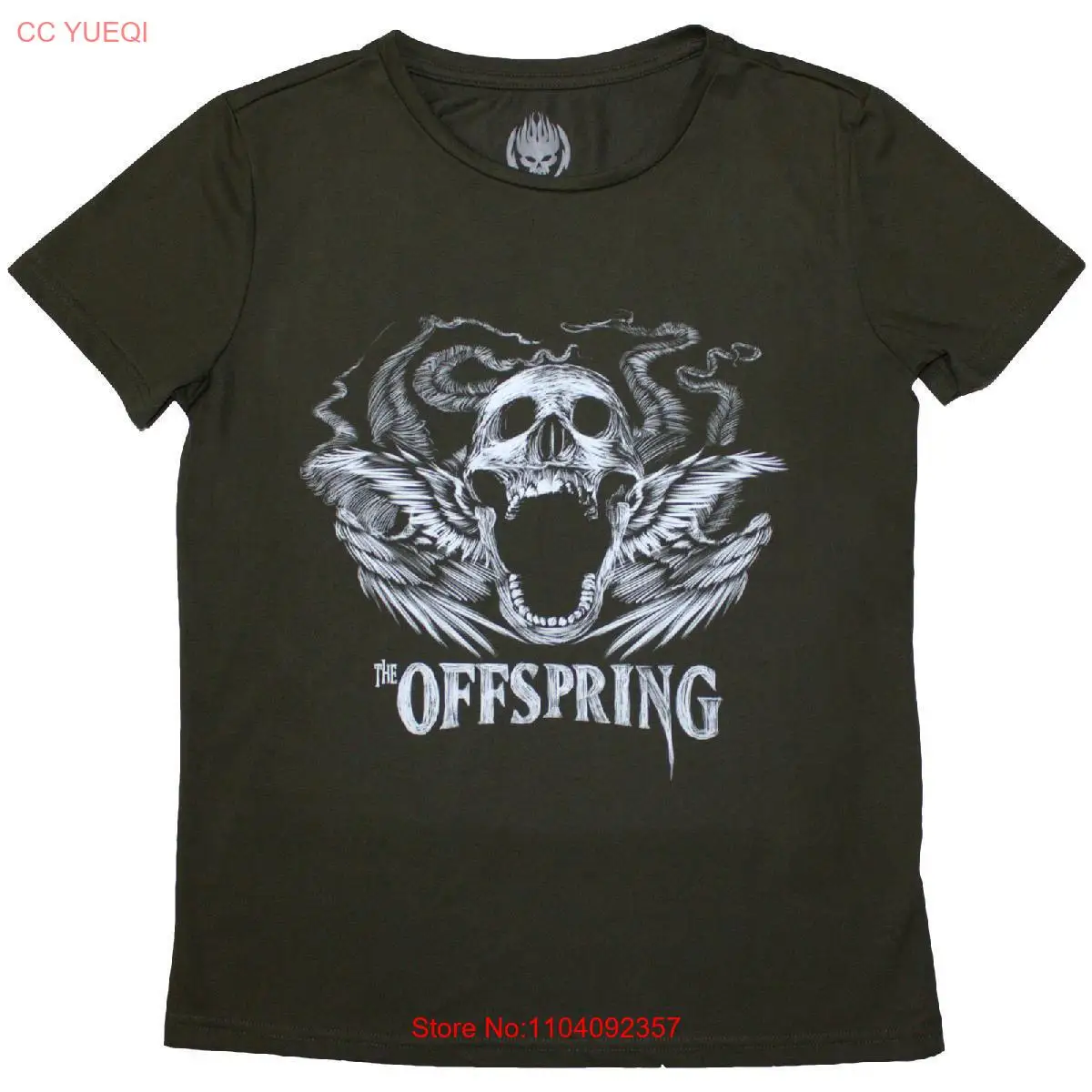 Offspring - T-Shirts - Medium - Short Sleeves - Feathered Winged Skull - T500z