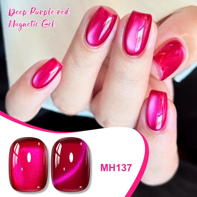 10ml ディープパープルレッドキャットアイマグネティックジェルネイルポリッシュ レッドドラゴンフルーツグリッターカラー セミパーマネントネイルポリッシュ UV LEDネイルジェル
