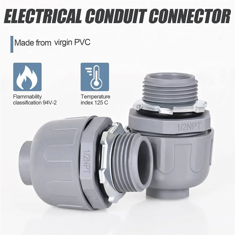 

A01F-2X Liquid Tight Connector 1/2 In Non-Metallic Electrical Conduit Fittings PVC Conduit Fitting Straight