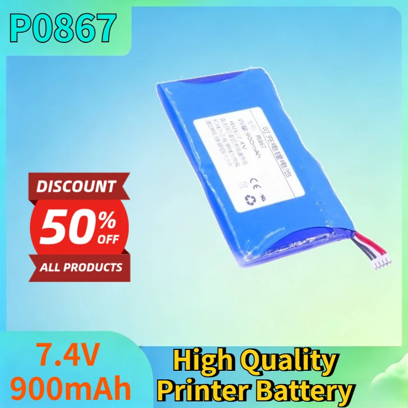 

Newest P0867 7.4V 900mAh Lithium-ion Rechargeable Battery for P0867 523946 Sprocket Plus Battery High Quality Printer Battery