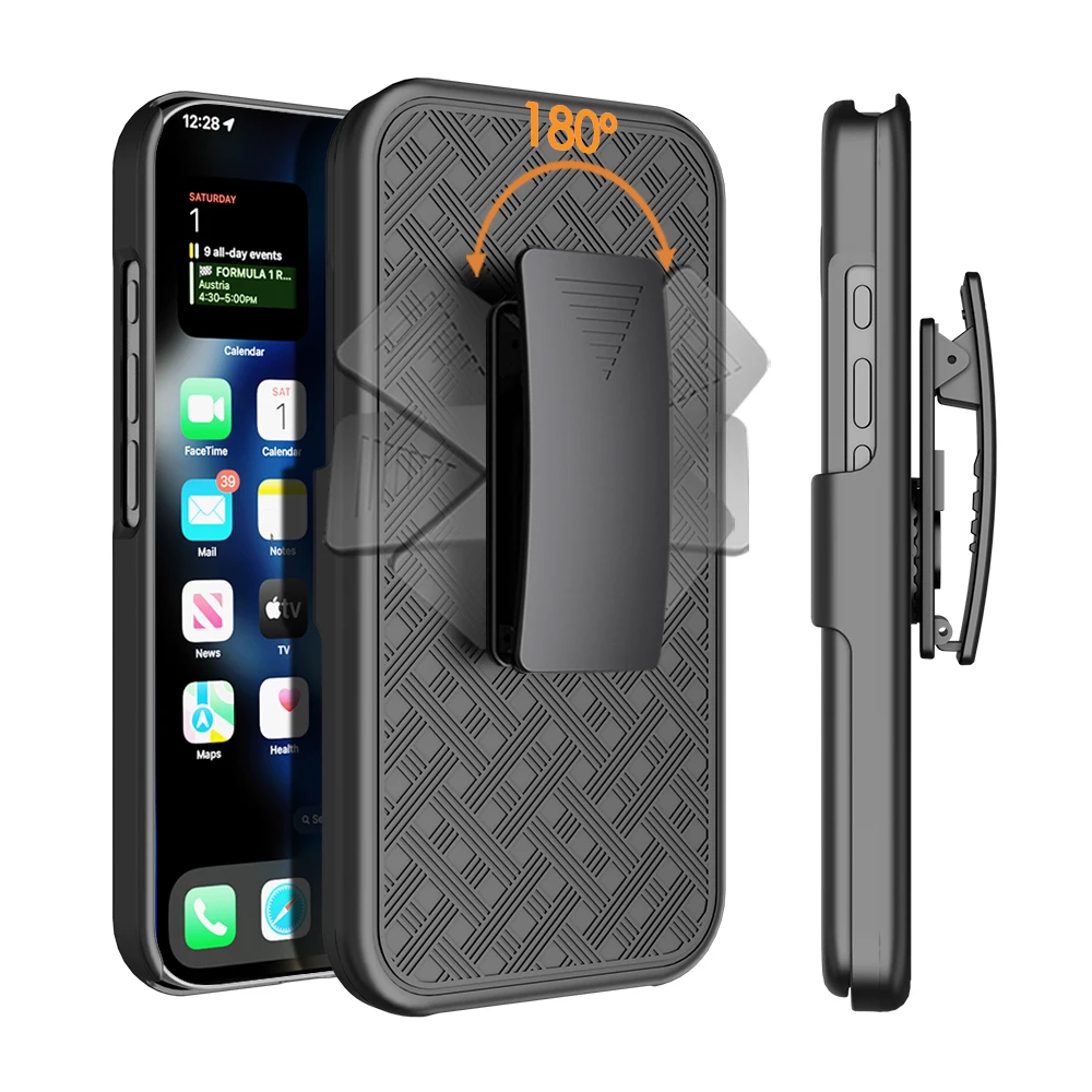 ShockProof Heavy Duty Armour Tough Stand Case With Belt Clip For iPhone 16 Plus 6.7/iPhone 16 6.1 Inch