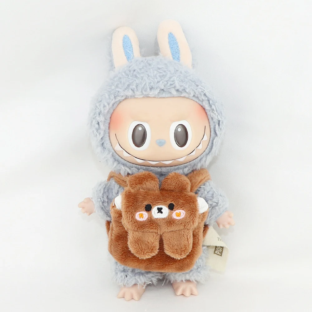Für 17cm Labubu Kawaii Bär/Pinguin/Schweinchen Rucksack Plüsch-Kostüm Puppentasche Dekoration Puppenzubehör
